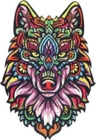 Puzzle druri PuzzleOK Eco 73 Mysterious Wolf, format A4, shumëngjyrësh