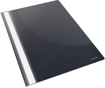 Dosje me kapëse Esselte Report Flat Bar, A4, pjesë e përparme transparente, e zezë