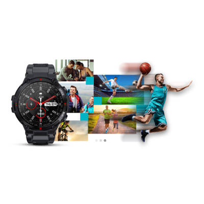 Smartwatch Giewont GW430-1, sportiv, që s’e ha uji, i zi