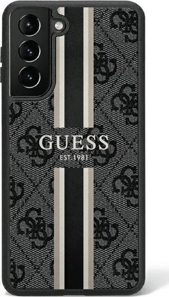 Kapak telefoni Guess 4G Printed Stripe për Samsung Galaxy S23, saffiano, i zi