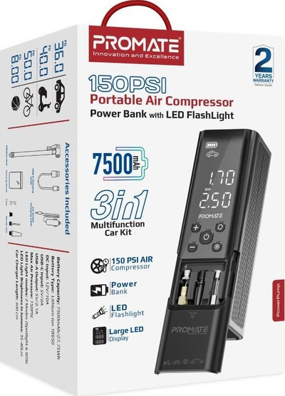 Kompresor portativ ProMate PowerPump, 10 bar, 7500 mAh, i zi
