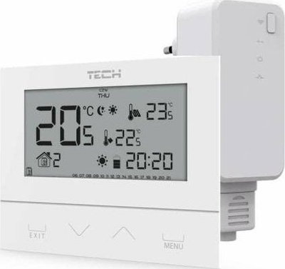 Termostat për dhomë Tech ST-292V2, wireless, me ekran me prekje, xham 3 mm, i bardhë