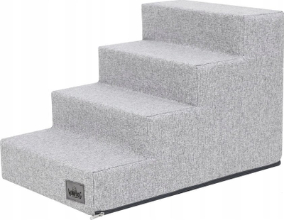Shkallë për qen Hobbydog Large Stairs Inari Ash, mbulesë e heqshme, material i butë, gri ash