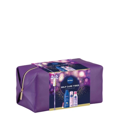 Set Nivea Self Care Vibes Bag, Losion për trup, 250ml + Deodorant, 150ml + Micellar Water, 100ml + Balsam për buzë, 4.8g