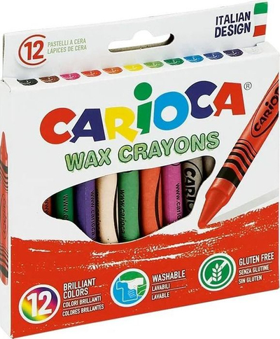 Bojëra dylli Carioca Wax Crayons, 12 ngjyra, set