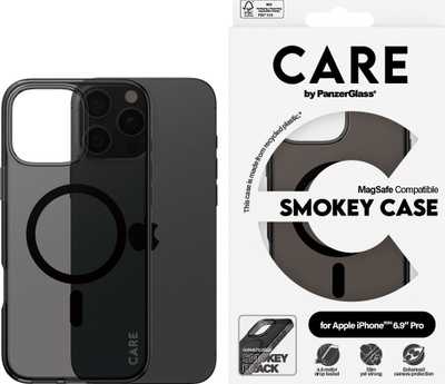 Mbështjellës PanzerGlass 0 CARE Flagship Urban Combat, MagSafe, për iPhone 16 Pro Max, i zi Smokey