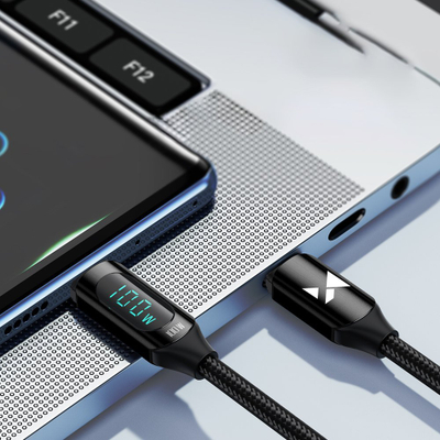 Kabllo USB C Wozinsky WUCCC1, PD 100W, me ekran fuqie, 1m, e zezë