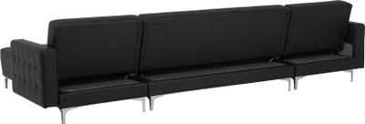 Kauc modular Aberdeen, 5 vende, në formë U, lëkurë sintetike, i zi