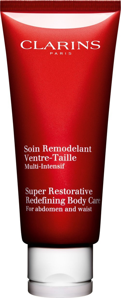 Kрем за тело Clarins Super Restorative Redefining Body Care, за стомак и половина, за сите типови кожа, црвен