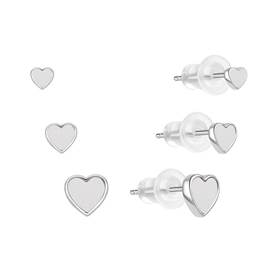 Set vathë për femra Moiss Hearts E0004640, 3 palë, të argjendtë