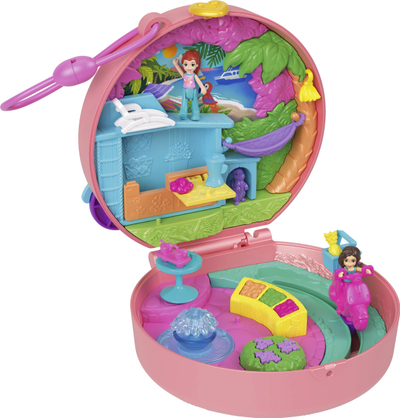 Сет за игра Polly Pocket Adventures in Rio Doggy Adventure Moped, компактен playset, за деца 4+ години, повеќебојно