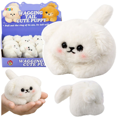 Lodër pelushi LeanToys Puppy, bisht rrotullues, tinguj pishtimë, 9 cm, e bardhë