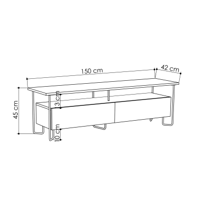 Komodë për TV Decortie Cornea 150 cm, e zezë