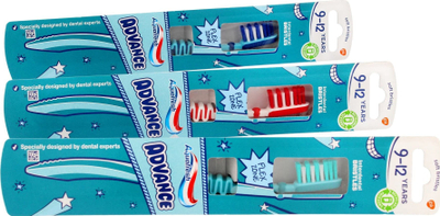 Furçë dhëmbësh për kalamaj Aquafresh Advance, 9–12 vjeç, shumëngjyrëshe
