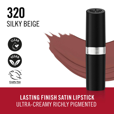 Rimmel London Lasting Finish Satin Lipstick – 320 Silky Beige