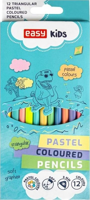 Lapsa me ngjyra EASY PASTEL, trekëndore, set 12 copë, shumëngjyrëshe