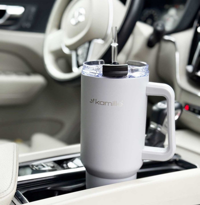 Termus çeliku Kamille KM-2173, 1200ml, me dorezë dhe pipëz, gri
