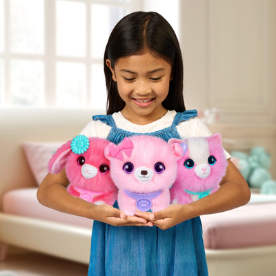 Lodër pelushi Scruff a Luvs Pink Pet, interaktive, surprizë kafshe, rozë
