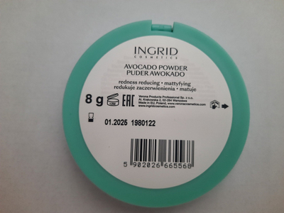 Pudër kompakte Ingrid Cosmetics Avocado Powder, për me e matu lëkurën, 8 g, jeshile