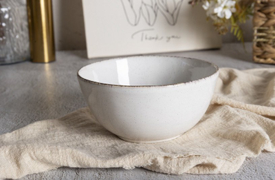 Set tasa Domoletti Sesame Dots, 710ml, qeramikë, të bardha