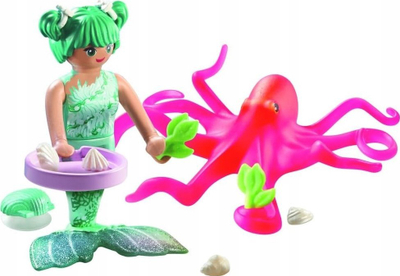 Set loje nënujore Playmobil Mermaid Simulation Game with Octopus, oktapod me ndryshim ngjyre, guaskë dekorative me kapëse vakumi, shumëngjyrëshe