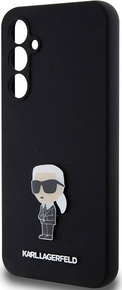 Kapak telefoni Karl Lagerfeld për Samsung Galaxy S23 FE, silikon liquid, dizajn ikonik Karl, i zi