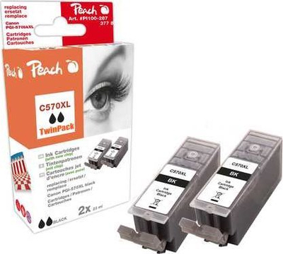 Kartriç boje Peach C570XL, paketim dyshe, i zi, për Canon PGI-570XL