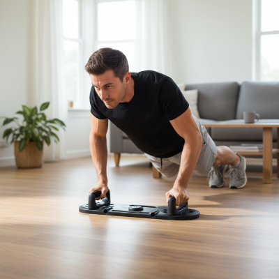 Dërrasë fitness HMS DBP02, set për pompa dhe bark, me litarë rezistence, e zezë