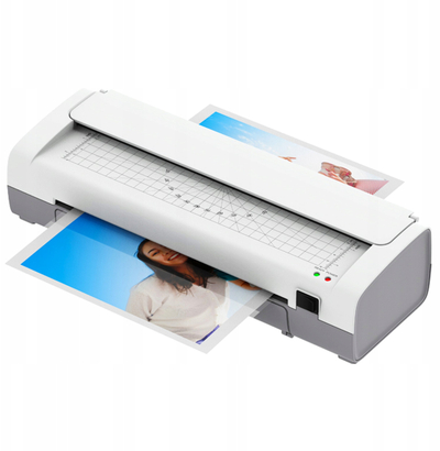 Makineri laminimi A4 pa markë, me prerëse dhe rounder qosheje, 50 xhepa, e bardhë