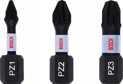 Set bitash Bosch Pro Impact Control, Pozi PZ1 PZ2 PZ3 25mm, 3 copë