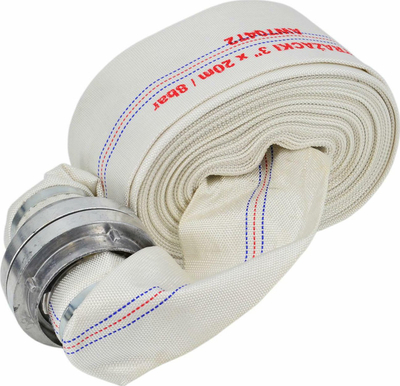 Zorrë zjarri Layflat Fire Hose, 3" 25m, 8 bar, e bardhë