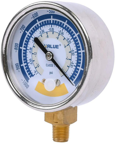 Manometër vakumi Value Small, Ø62mm, lidhje 1/8" NPT, ngjyrë argjendtë