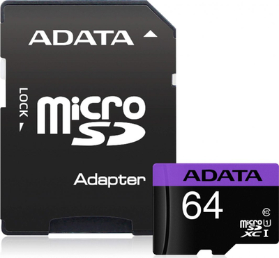  Kartë memorie ADATA Premier, MicroSDXC, 64GB, Class 10 UHS-I / U1 (AUSDX64GUICL10RA1)