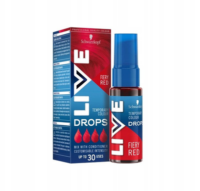 Привремена боја за коса Schwarzkopf LIVE Drops Fiery Red, 30 ml, црвена