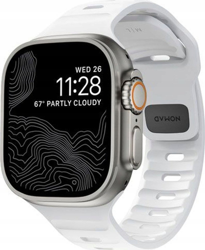 Rrip sportiv Nomad Sport Band, për Apple Watch 46mm 49mm, gome FKM, i bardhë