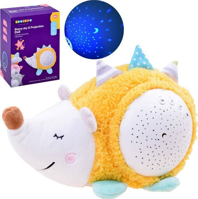 Lodër gjumi KooKoo Starry Sky iriq pelushi, me projektor, me melodi, e verdhë
