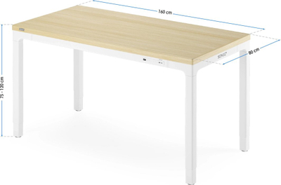 Tavolinë SENSE7 MANMA, 160cm x 80cm, e bardhë/ druri