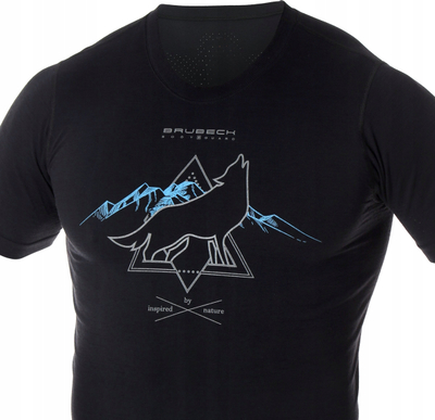 Термичка блуза за мажи Brubeck Outdoor Wool, мерино волна, со кратки ракави, црна