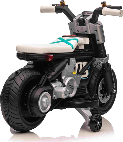Motoçikletë elektrike për fëmijë Ramiz Future 88, me bateri, me rrota ndihmëse, e bardhë