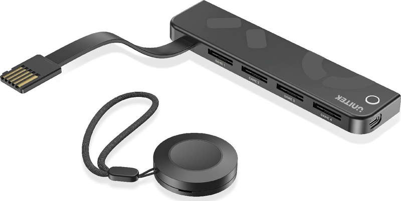 Lexues kartrixh Unitek G1002E për Nintendo Switch, 4 slote, me telekomandë, i zi