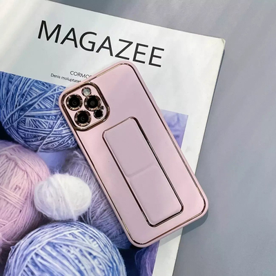 Kapak silikoni me këmbëz New Kickstand Case për iPhone 12 Pro, TPU, me stand, rozë