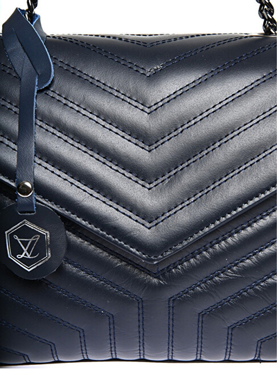 Çantë shpatullash WHOLESALE AW25 LV 2183, lëkurë natyrale, 23x34x10 cm, blu e errët
