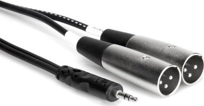 Аудио кабел Hosa CYX-402M, 3.5 mm TRS во 2 XLR машки, 2 m, црн