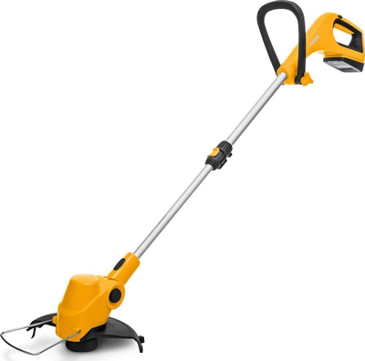 Trimmer bari STIGA GT 100e, bateri 20 V 2 Ah, gjerësi prerjeje 25 cm, i verdhë