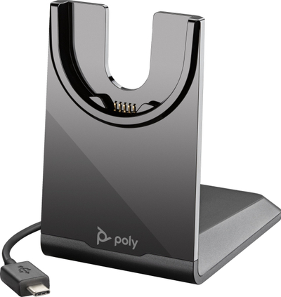 Kufje me mikrofon HP Poly Voyager Focus 2 UC, USB C, me adapter USB A, me qëndruese