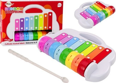 Xilofon lodër Rainbow Xylophone, 8 taste, me shkop, shumëngjyrësh