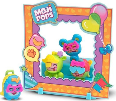 Set lodrash Moji Pops Photo Pop, 4 kukulla të vogla, kornizë fotoje, shumëngjyrëshe
