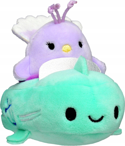 Lodër pelushi Squishville Squishmallows Elena Pallua, mini 2\", me varkë, shumëngjyrëshe