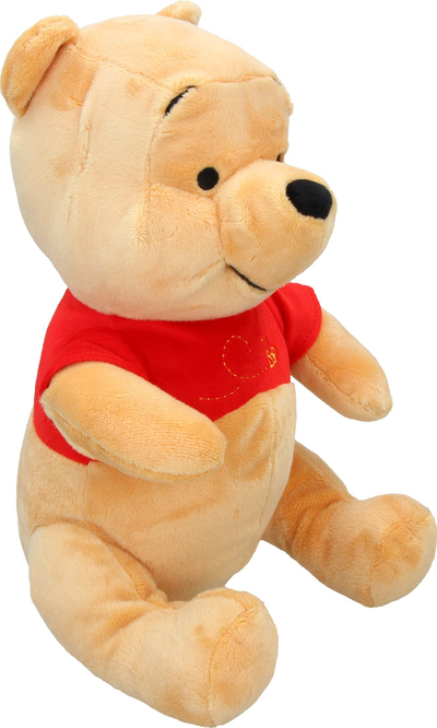 Lodër pelushi Disney Winnie the Pooh, 35cm, klasik, e verdhë me bluzë të kuqe