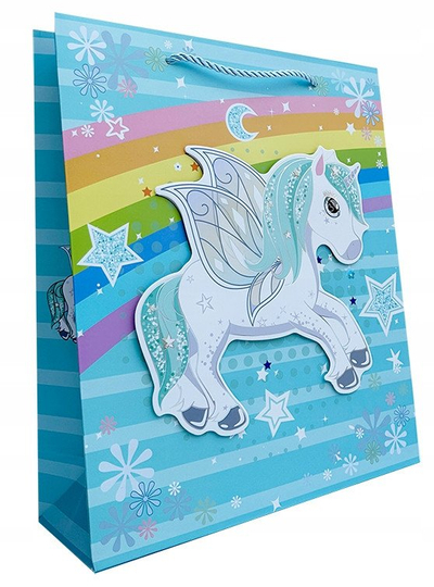 Qese dhuratash Ju-Piter Unicorn, dekorative, 26x32x10cm, shumëngjyrëshe